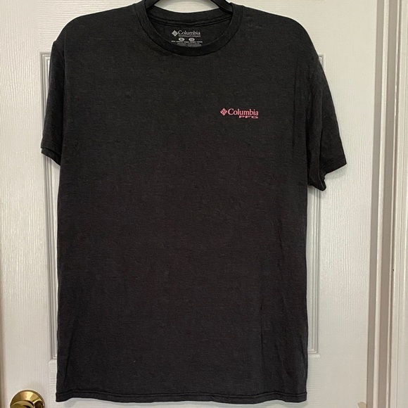 Columbia Women's  Charcoal Tee with Pink Logo - Picture 1 of 3